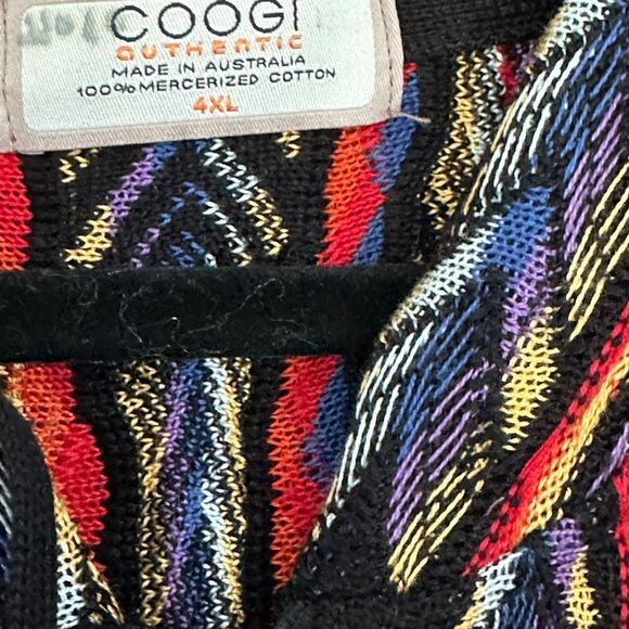 COOGI Sweater Men's 4XL Multicolor 3D Knit Zip Hoodie 100% Mercerized Australia - Picture 4 of 11